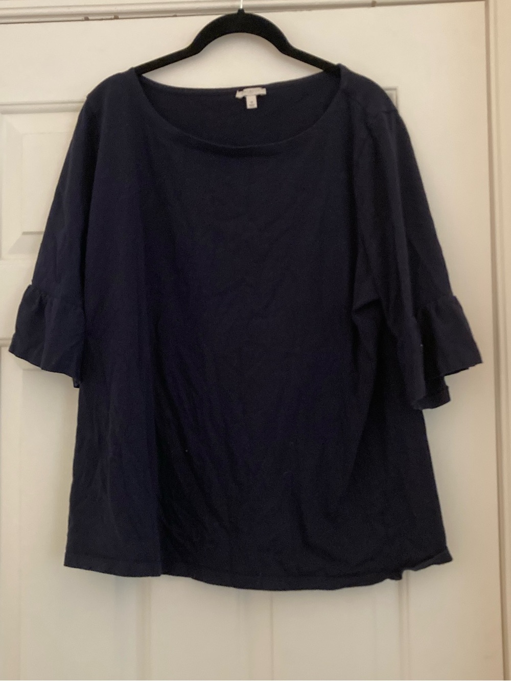 Talbots Navy Ruffle Sleeve Tunic Top